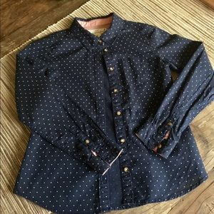 Girls H&M Navy Polka Dot Blouse (Size 7/8)